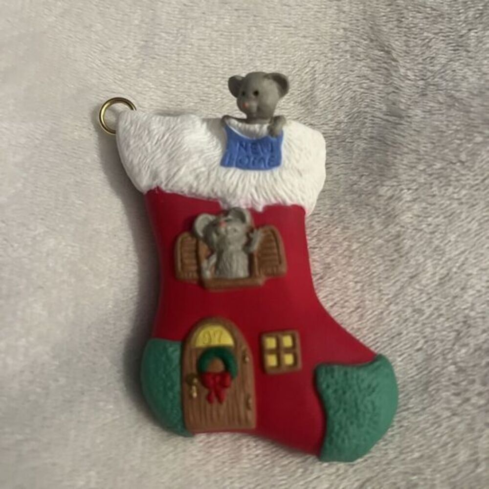 1997 Hallmark Keepsake New Home - Mice In Stocking Ornament - NEW